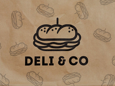 Deli & Co cafe cute hoagie icon logo mark pattern restaurant sandwich shop sub thick