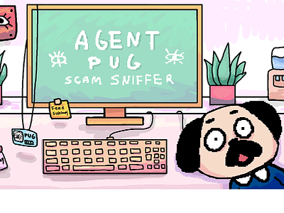 Agent Pug dog illustraion pug video game