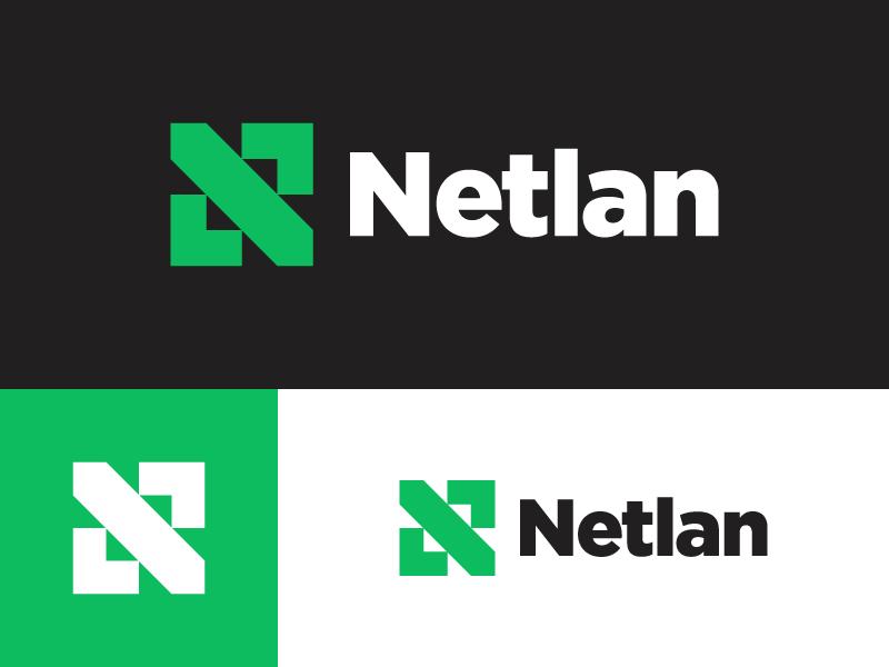 Netlan - another concept minimal logo fresh green tech lan telecommunication internet network isp