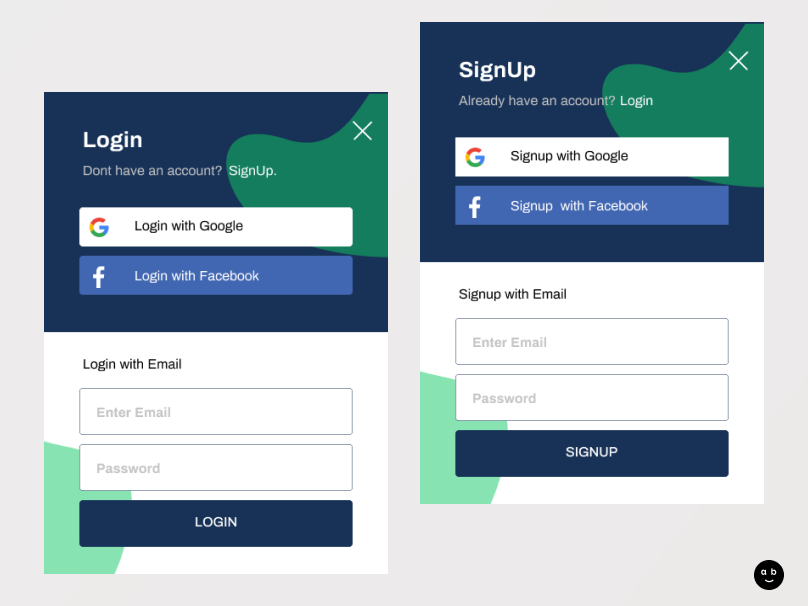 Login & Signup Modals by Abdul Hanan on Dribbble
