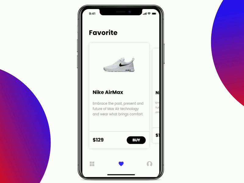 Sneaker Buying App - Interaction app animations app design buy product favorited figma flat interaction design minimal product listing shopping shopping app sneakers ui design ux design