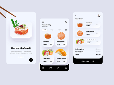 Sushi Mobile App UX-UI Design - Original by Ghulam Rasool branding checkout page dailyui design ui ux