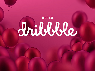 Hello Dribbble! 2018 balloons dribbble hello hello dribbble illustrator pink pink balloons vector