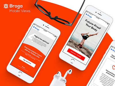 Broga LP Mobile view landing page lp men mobile orange ui ui ux yoga