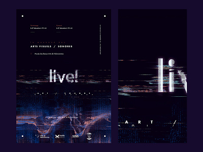 Live! (Exhibition/Concert) poster concert concert flyer design event exhibition exhibition design glitch glitchart illustration live! logo poster typography