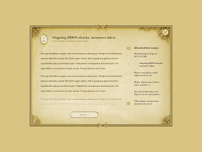 Modal window, MMORPG/Fantasy style beige design fantasy ffxiv game game art gameui gold illustration mmo mmorpg ornaments paper parchment rpg texture typography ui ux wow