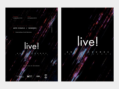 Live, alternate exhibition/concer poster and logo branding concert design diagonal exhibition flat france glitch glitch art glitch effect illustration logo poster saturated saturation stroke typography vector