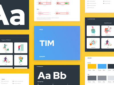 TIM Interface Style Guides app branding color palette fields guide guideline icon illustration kit logo style guide system typography yellow