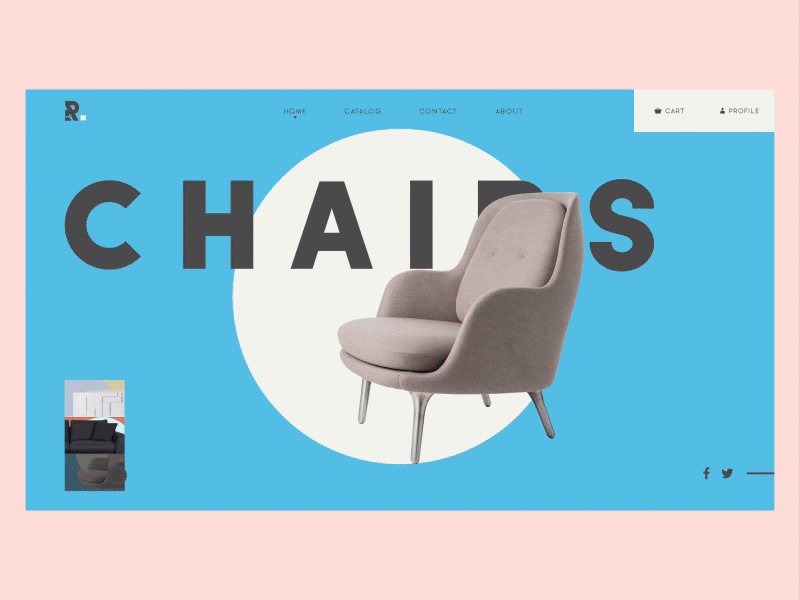 Futur - Slider animation furniture interaction minimal ui ux webdesign website