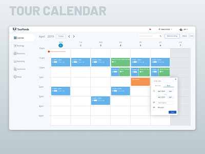Tour Calendar calendar dashboard dashboard ui product design tours ui ux design
