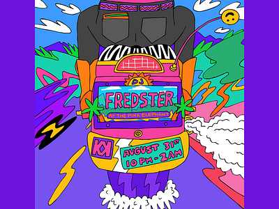 DJ Fredster poster design art color design fun hand drawn houston illustration poster