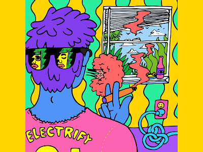"Electrify" single artwork for Magic Bronson album art art band color design fun hand drawn illustration single art