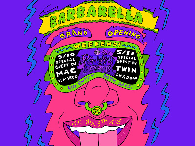 Barbarella PDX Grand Opening art color design flyer art fun funky hand drawn illustration layout poster poster art poster design