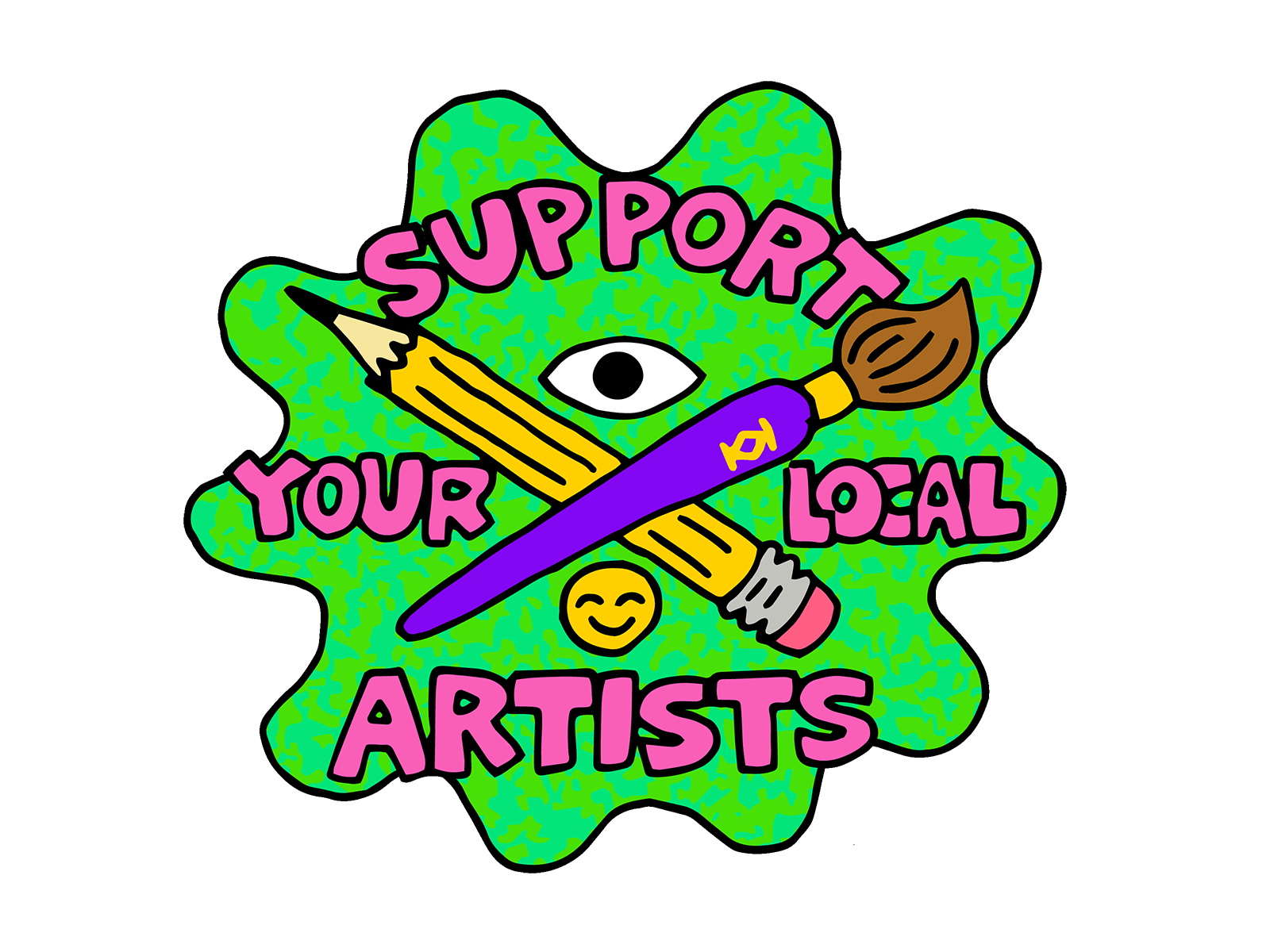 Support Artists animation art artist color commission design dope eye fun giphy hand drawn illustration paint pencil quarantine shokka splat support support local artists typography