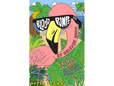 Blood Pumps Poster art austin band design flamingo illustration poster