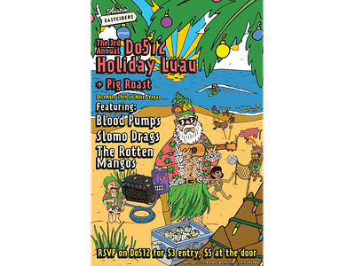 Luau Poster art austin band design do512 illustration poster santa