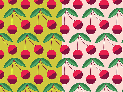 Cherries w chartreuse option atx austin chartreuse cherries fruit pattern repeat repeat pattern surface pattern textile design