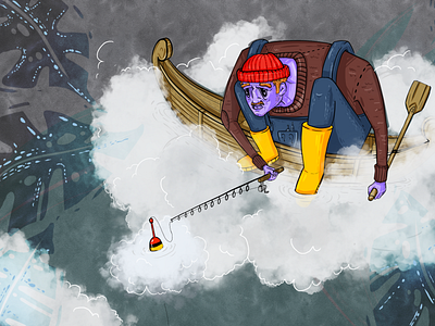 Fisherman 2d character character design fisherman fishing graphic illustration procreate
