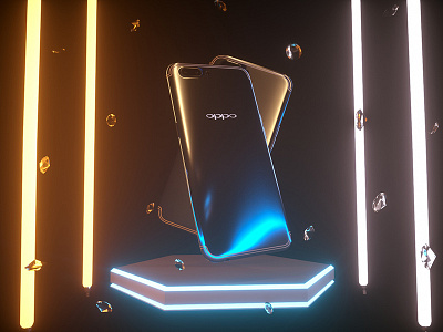The cell phone rendering 3d c4d diamond light octane phone
