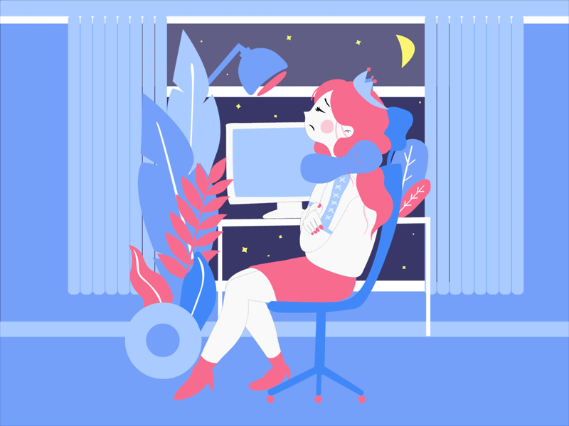 A sleepless girl ai blue dynamic effect girl illustration pink ui
