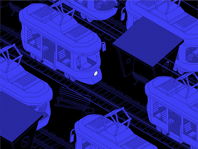 trams illustration isometric illustration isometry tram tramway vector