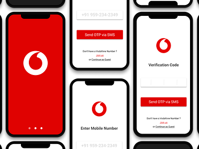 Vodafone Onboarding kmilan101 milan kodavala milan sagar red button screen design screen flow screen mockup ui ux design vodafone