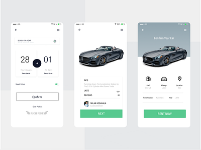 Rich Ride Luxury Cab ahmedabad app cab design figma figmadesign google map india kmilan101 milan kodavala milan sagar mobile mockup screen design screen mockup ui ux wire frame