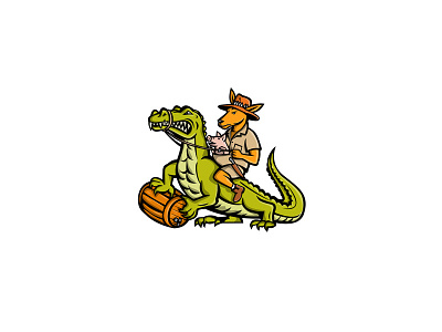 Kangaroo Riding Crocodile Mascot