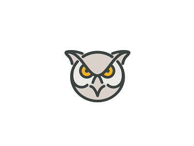 Angry Great Horned Owl Head Mono Line