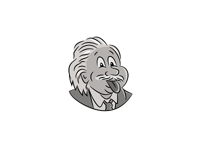 Albert Einstein Sticking Tongue Out Cartoon caricature cartoon genius nerd nerdy physicist professor researcher scientist tongue