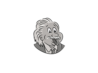 Albert Einstein Sticking Tongue Out Cartoon