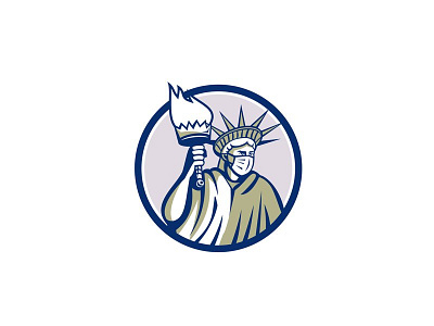 Statue of Liberty Wearing Surgical Mask Circle Icon