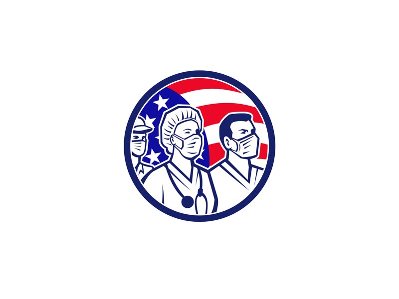 American Healthcare Worker Heroes Usa Flag Icon By Aloysius