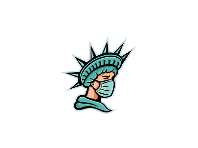 Statue of Liberty Wearing Surgical Mask Mascot emblem freedom justice mascot mask surgical mask