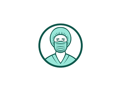 Nurse Wearing Surgical Mask Icon bouffant cap doctor essential worker face mask healthcare icon mascot medical professional nurse nurse cap protective personal equipment surgical mask