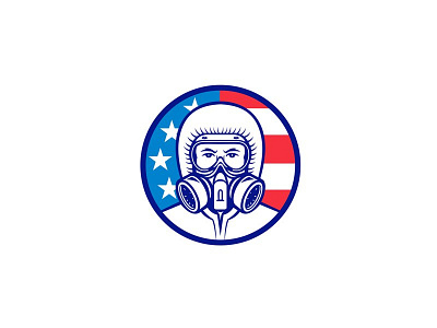 American Industrial Worker Wearing RPE Mascot doctor essential worker face mask icon industrial industrial worker mascot medical professional nurse respiratory protective equipment rpe