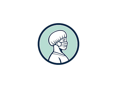 Female Nurse Wearing Face Mask Side Profile Mascot