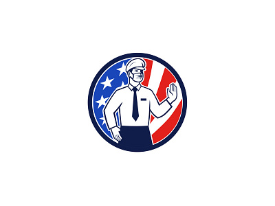 American Immigration Officer Mask Stop Hand Sign Icon