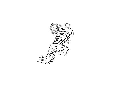 Bengal Tiger Stalking Drawing beast big cat cat creature doodle drawing feline monster shading stalking tiger