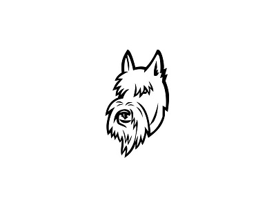 Scottish Terrier Head Mascot Black and White