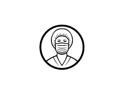 Nurse Wearing Surgical Mask Black and White bouffant cap doctor essential worker face mask healthcare hero medical professional nurse nurse cap protective personal equipment surgical mask
