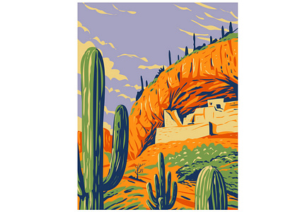 Tonto National Monument WPA Poster Art