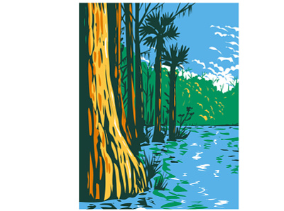 Everglades National Park WPA Poster art coastal mangroves conservation area cypress tree flora forest landscape mountain range national forests national monument national park nature pine flatwoods protected area sawgrass marshes scenery wpa