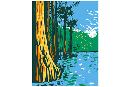 Everglades National Park WPA Poster art coastal mangroves conservation area cypress tree flora forest landscape mountain range national forests national monument national park nature pine flatwoods protected area sawgrass marshes scenery wpa