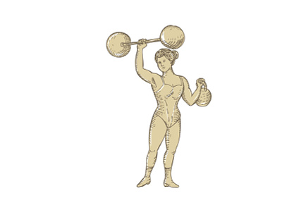 Vintage Circus Strongwoman Female Lady Strongman Lifting Barbell barbell circus performer circus strongwoman drawing engraving etching exercise female female strongman girl kettlebell lady lifting strength strong strongman strongwoman vintage woman