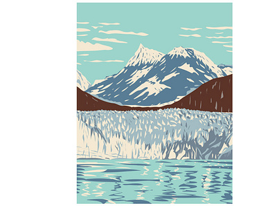 Glacier Bay National Park and Preserve WPA Poster Art conservation area fjords flora forest landscape mountain range mountainous section national forests national monument national park nature protected area scenery tidewater glaciers wpa