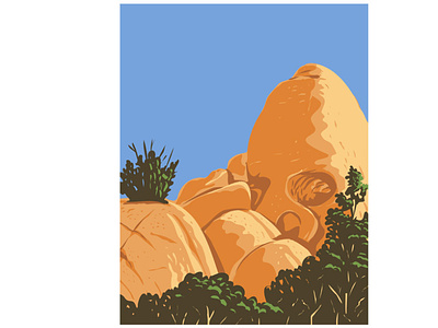 Skull Rock in Joshua Tree National Park WPA boulder desert desert granite rock flora forest mountain mountain range national monument national park nature trail rock skull skull shaped trail wpa