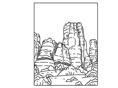 The Needles in Canyonlands National Park Mono Line Art protected area