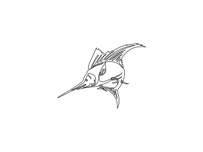 Sailfish Jumping Up Continuous Line Drawing atlantic blue marlin billfish blue marlin continuous line doodle indo pacific blue marlin istiophoridae istiophorus jumping up marlin sailfish swordfish
