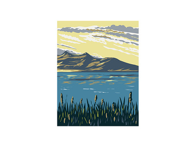 The Great Salt Lake Utah USA WPA Art Poster